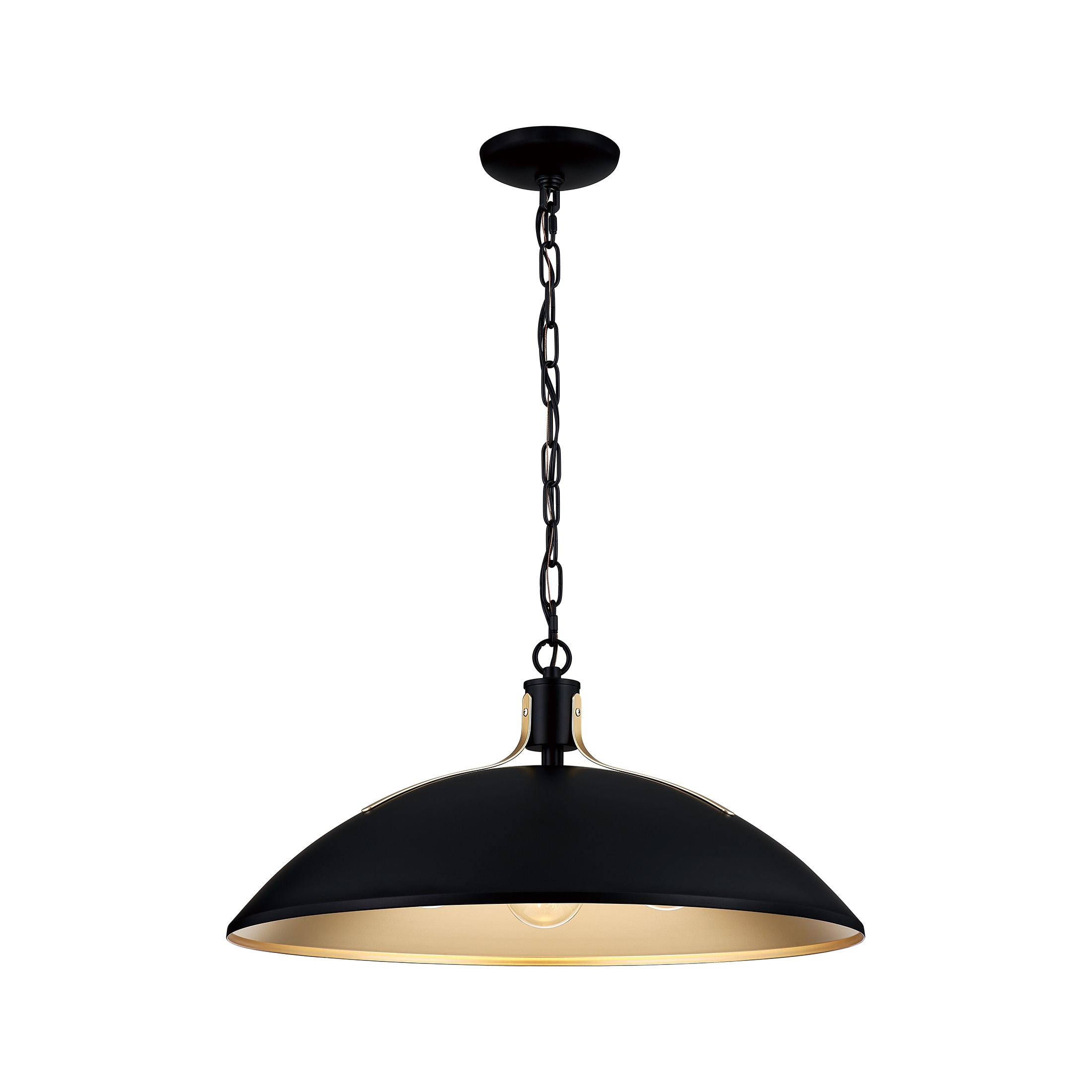 Lassen 3 -Light Matte Black and Nouveau Gold Modern/contemporary Dome Medium Hanging Pendant light - Image 2
