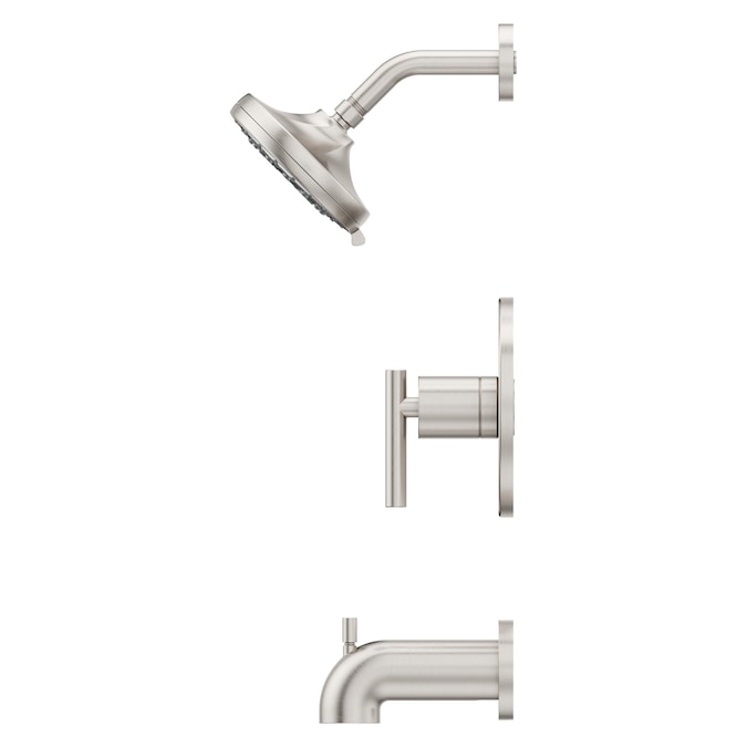 Pfister Zeelan Spot Defense Brushed Nickel 1-handle Multi-function Round Bathtub and Shower Faucet Valve Included - Image 3
