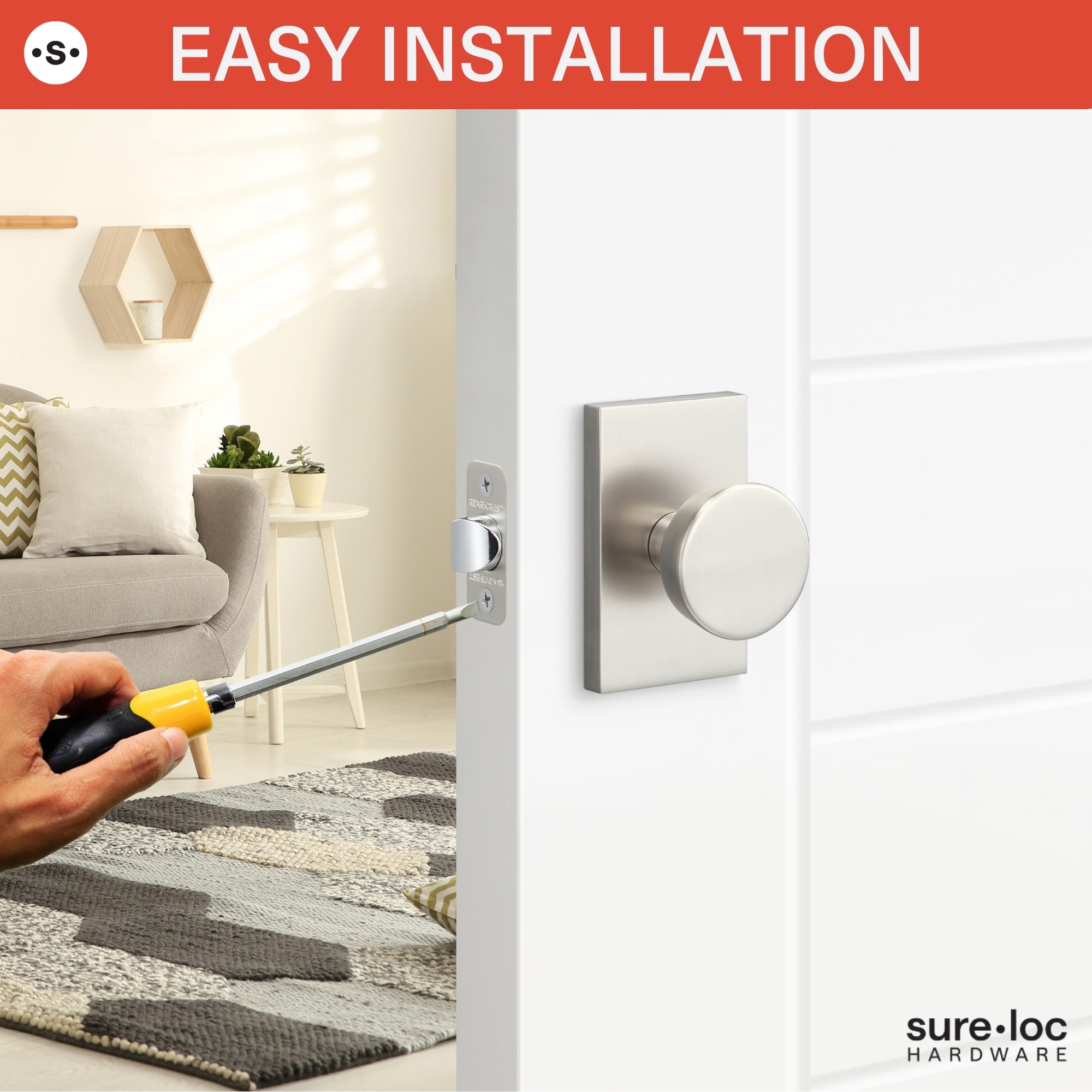 Satin Brass Interior Privacy door knob Single pack - Image 11