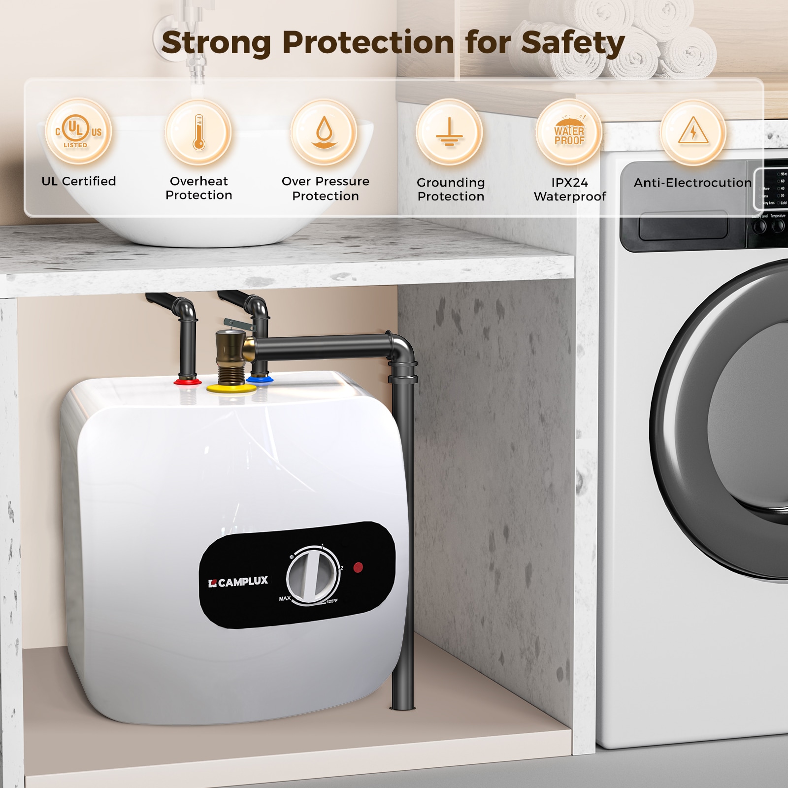 8-Gallon Electric Tank Water Heater - Image 9