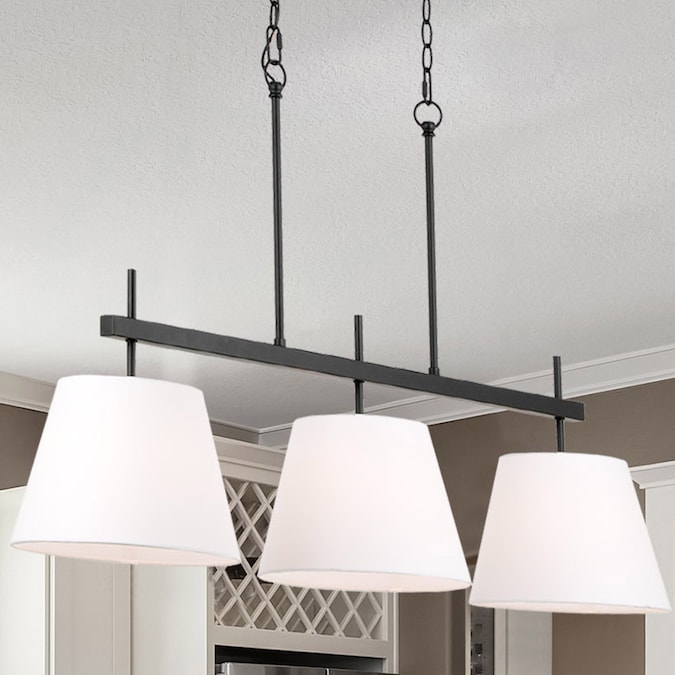 allen + roth Vitta 3-Light Matte Black Traditional Linear Large Hanging Pendant Light