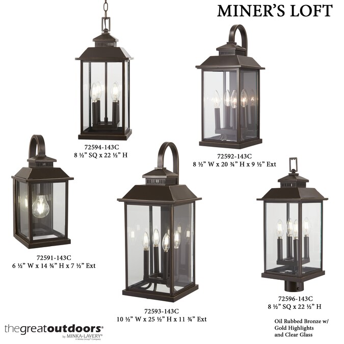 Minka Lavery Miner's Loft 4-Light 20.75-in H Oil-Rubbed Bronze Outdoor Wall Light - Image 6