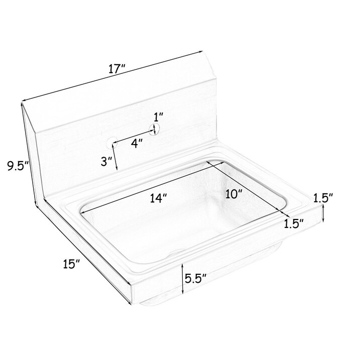 WELLFOR 15-in x 17-in 1-Basin Stainless Steel Wall Mount Utility Tub with Drain and Faucet - Image 9