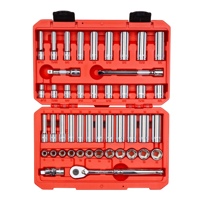 TEKTON 3/8-in Drive Standard (SAE) and Metric Shallow/Deep Socket Set (47-Pieces)