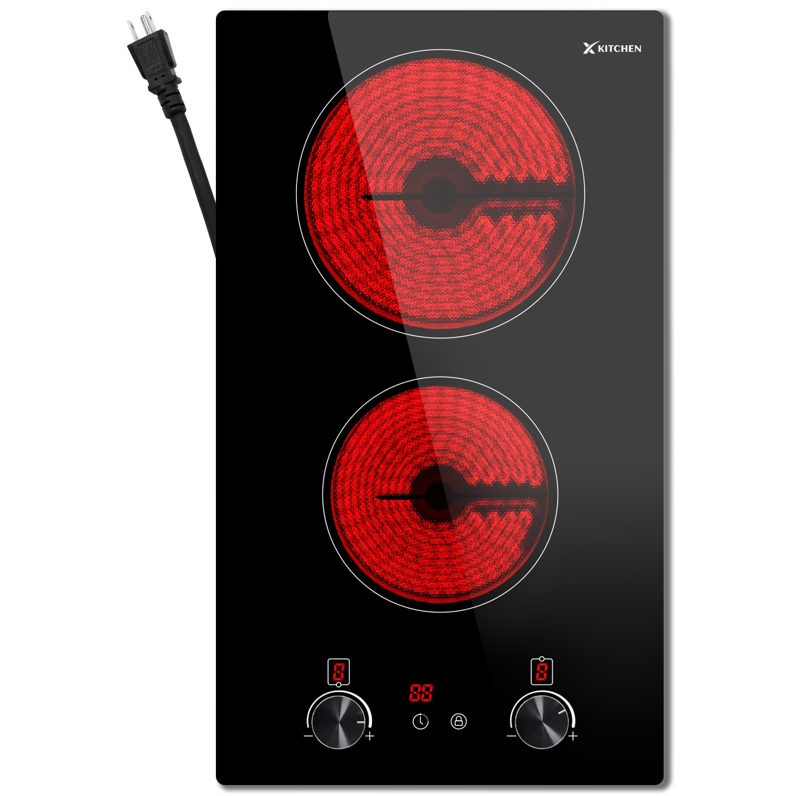 12-in 2 burners Smooth Surface (Radiant) Black Electric Cooktop