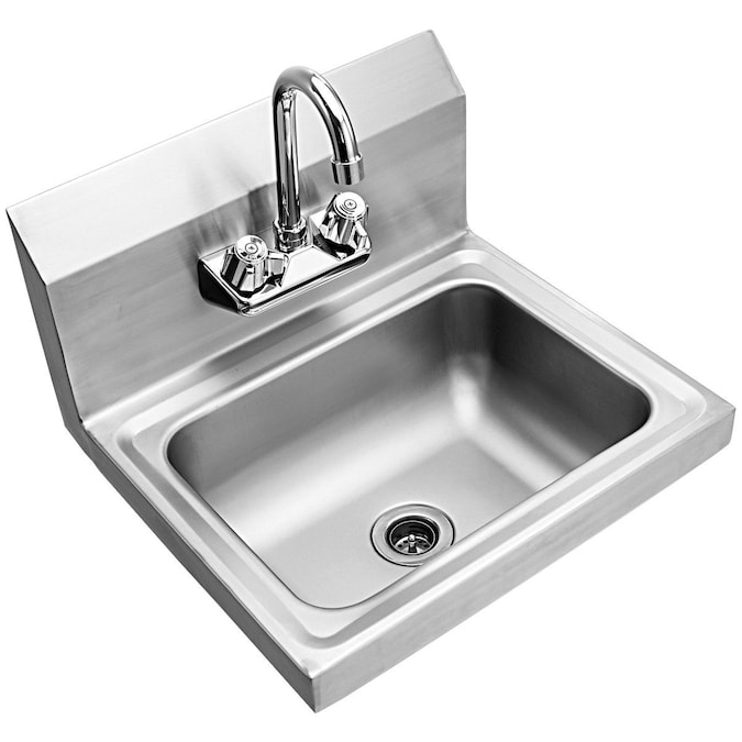 WELLFOR 15-in x 17-in 1-Basin Stainless Steel Wall Mount Utility Tub with Drain and Faucet