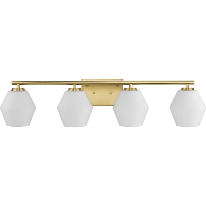 Progress Lighting Copeland 33-in 4-Light Brushed Gold Mid-century Vanity Light