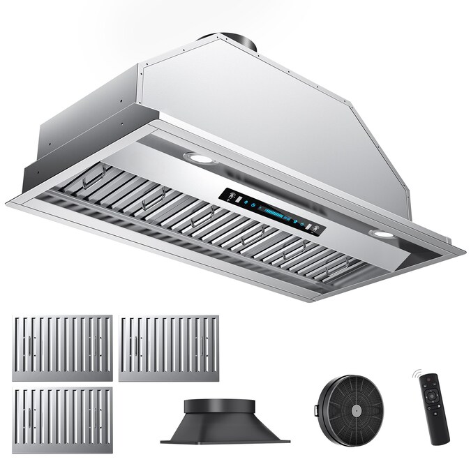 VIKIO 42-in 650-CFM Convertible Stainless Steel Under Cabinet Range Hoods Insert with Charcoal Filter