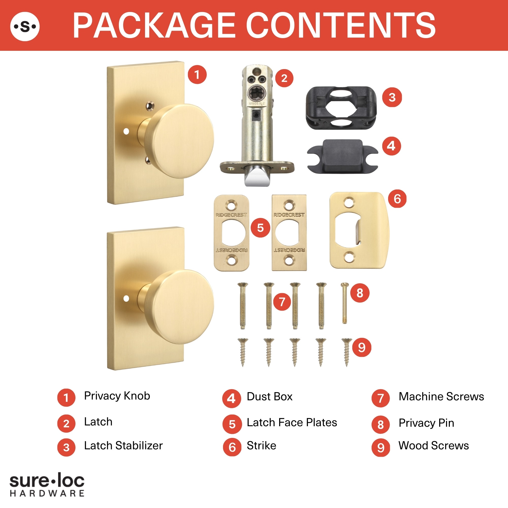 Satin Brass Interior Privacy door knob Single pack - Image 7
