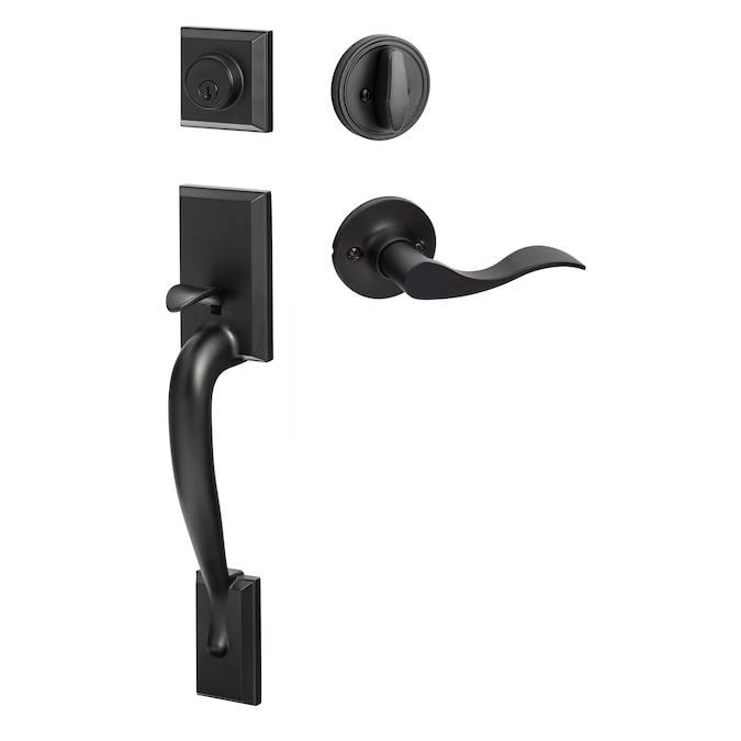 Sure-Loc Hardware Sure-Loc Door Hardware Madison Flat Black Single-Cylinder Deadbolt Keyed Entry Door Handleset with Balboa Lever