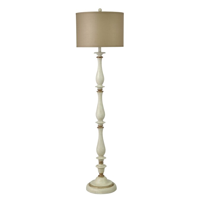 StyleCraft Home Collection 61-in Crackled White and Gold Floor Lamp