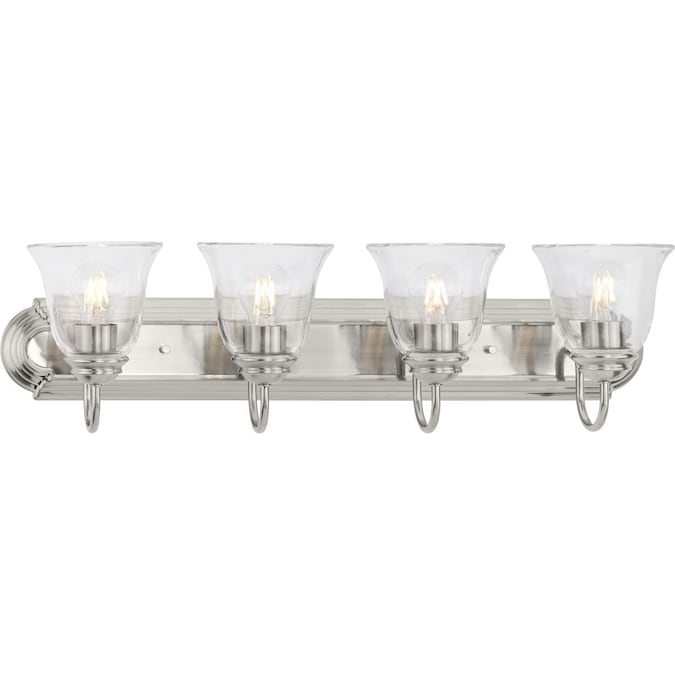 Progress Lighting Clear Glass 30-in 4-Light Brushed Nickel Transitional Vanity Light