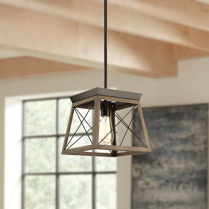 Progress Lighting Briarwood Antique Bronze Farmhouse Square Medium Hanging Pendant Light