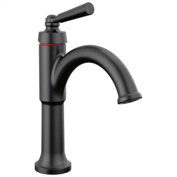 Delta Saylor Matte Black Single Hole 1-Handle WaterSense Bathroom Sink Faucet with Drain and Deck Plate