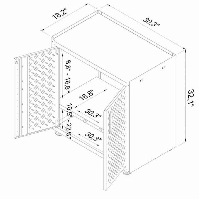 Manhattan Comfort Fortress 30.3-in W x 31.5-in H x 18.2-in D Freestanding Steel Garage Cabinet in Gray - Image 17