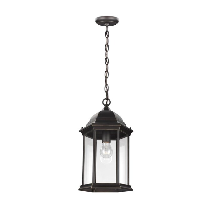 Generation Lighting Sevier Antique Bronze Traditional Clear Glass Lantern Mini Outdoor Hanging Pendant Light
