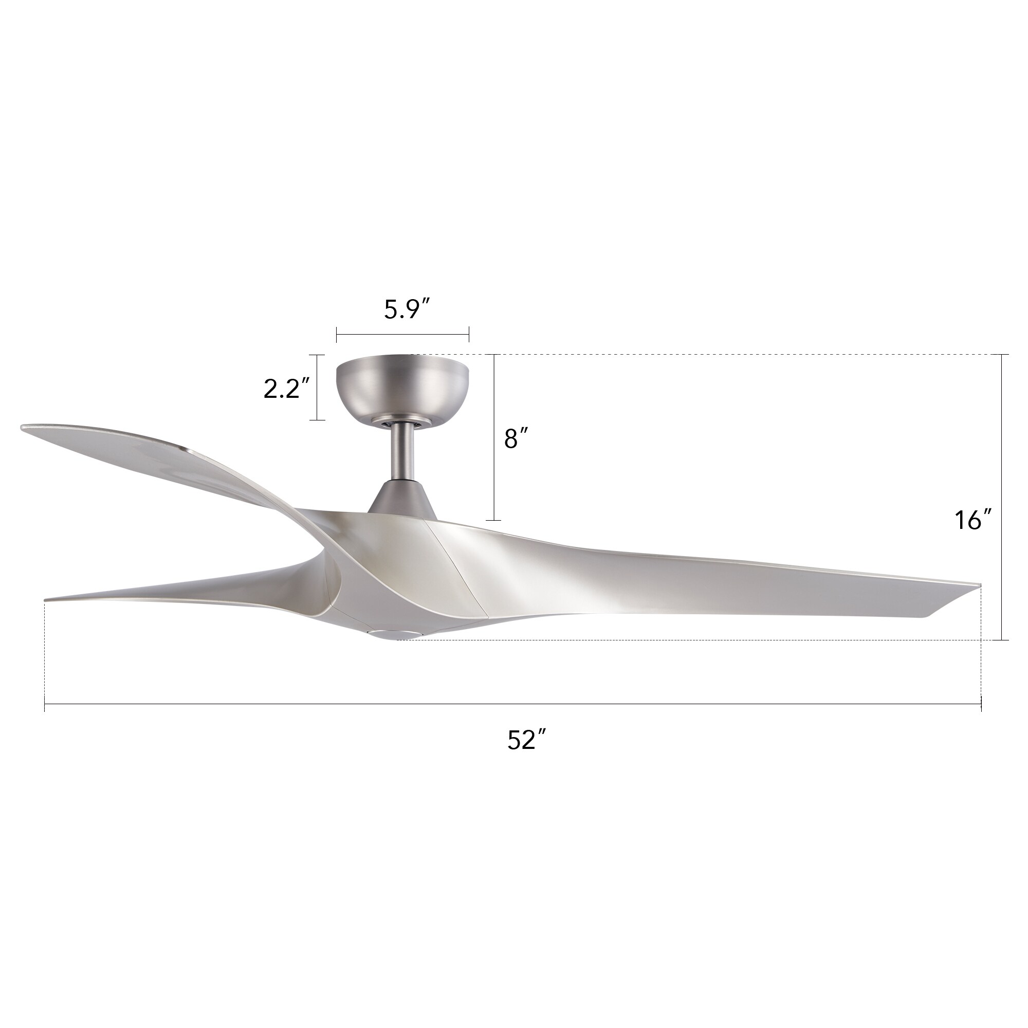 52-in Brushed Nickel with Brushed Nickel Blades Ceiling Fan Without Light - Remote Included ( 3 -Blade ) - Image 10