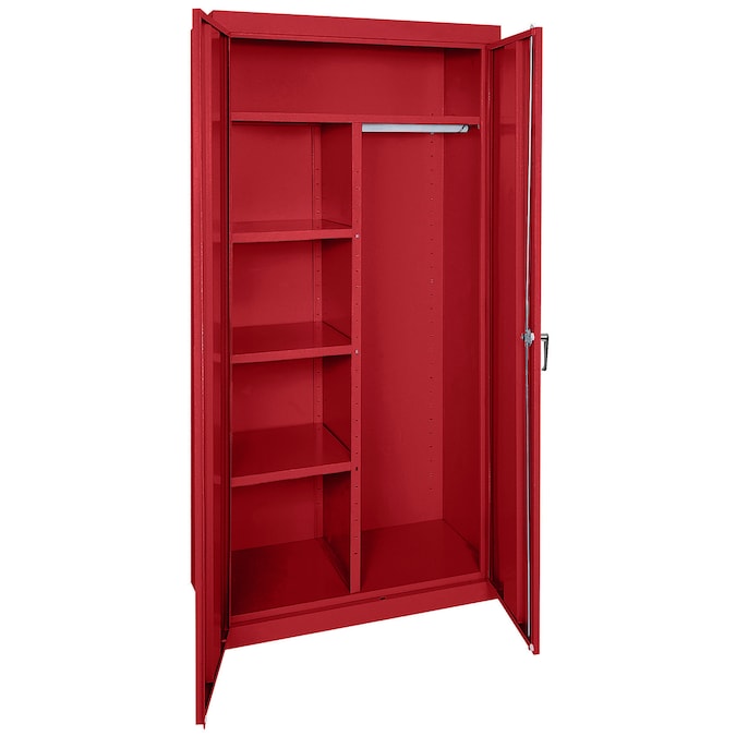 Sandusky 36-in W x 72-in H x 18-in D Freestanding Steel Garage Cabinet in Red