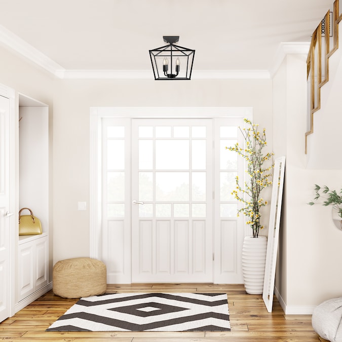 Globe Electric 4-Light 14-in Matte Black Semi Flush Mount Light