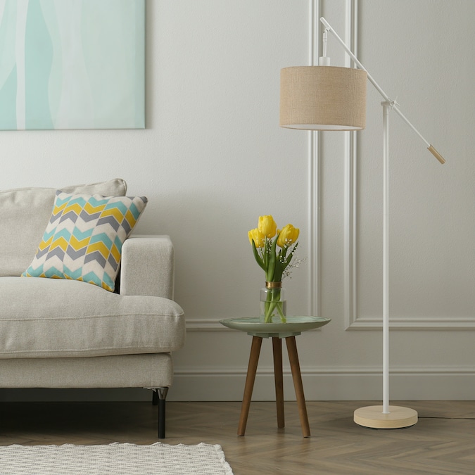 Globe Electric 66-in Matte White Shaded Floor Lamp