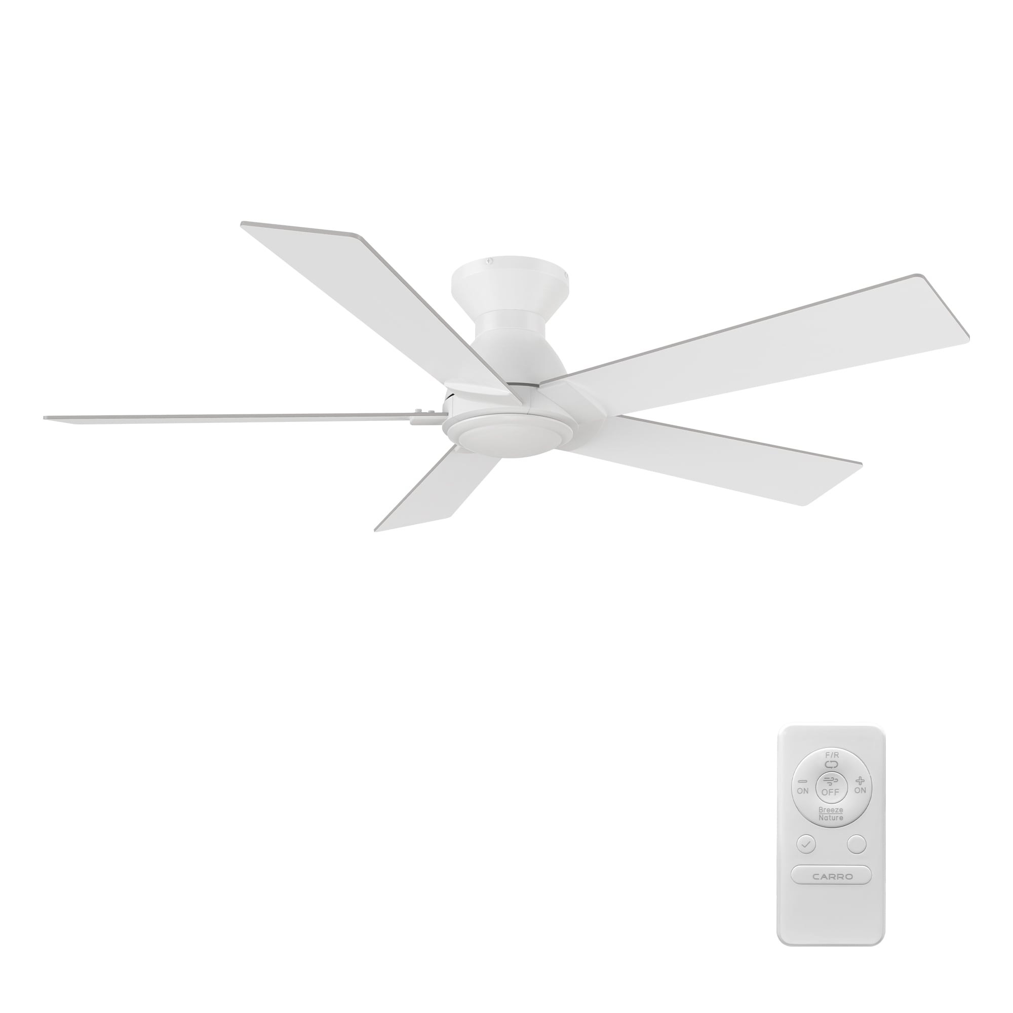 Vetric 52-in Flush Mount White with White Blades Ceiling Fan Without Light - Remote Included ( 5 -Blade )