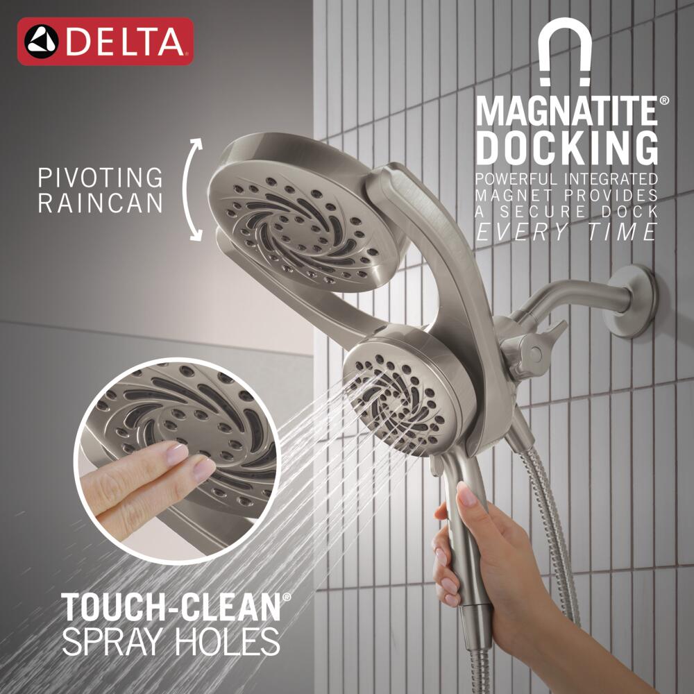 HydroRain 5 -Spray SpotShield Brushed Nickel 6-in Round Dual/Combo High Pressure Rain Shower Head 1.75 GPM - Image 8