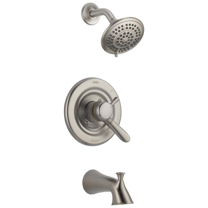 Delta Lahara Stainless 2-handle Multi-function Round Bathtub and Shower Faucet Valve Included