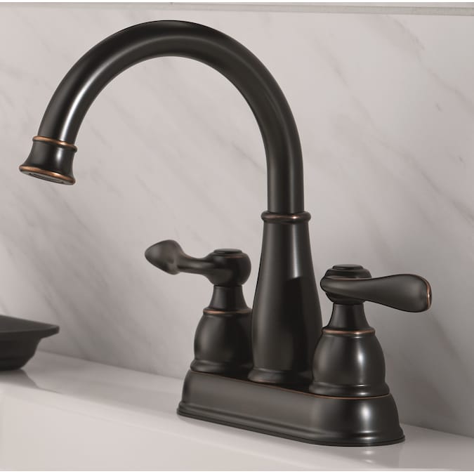 Delta Windemere Oil Rubbed Bronze 4-in centerset 2-Handle WaterSense Bathroom Sink Faucet with Drain