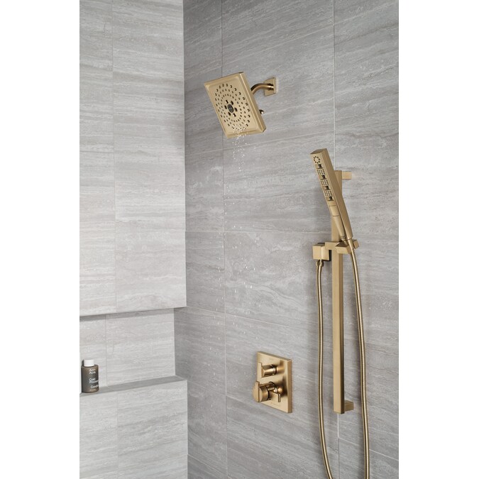 Delta Tetra Lumicoat Champagne Bronze 10.16-in Rectangle Handheld Shower Head 1.75-GPM (6.6-LPM) - Image 18