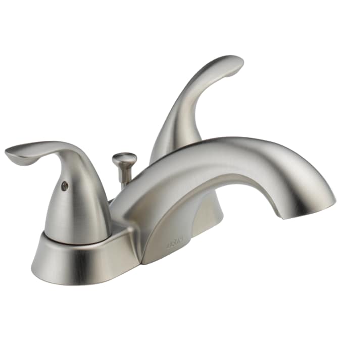 Delta Classic Stainless 4-in centerset 2-Handle WaterSense Bathroom Sink Faucet with Drain