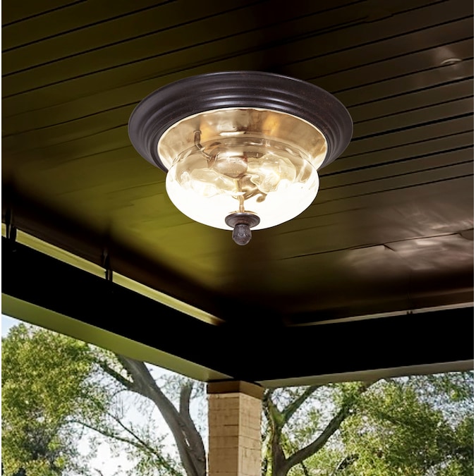 Minka Lavery Merrimack 2-Light 1-in Matte Bronze Indoor/Outdoor Led Flush Mount Light