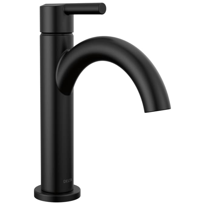 Delta Nicoli Matte Black Single Hole 1-Handle WaterSense Bathroom Sink Faucet with Drain and Deck Plate