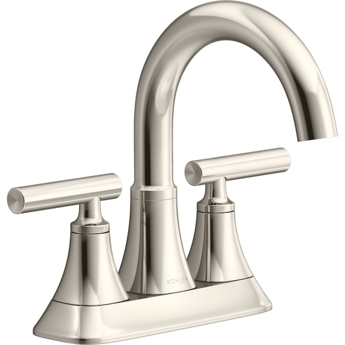 ER Rill Vibrant Polished Nickel 4-in centerset 2-Handle WaterSense Bathroom Sink Faucet with Drain