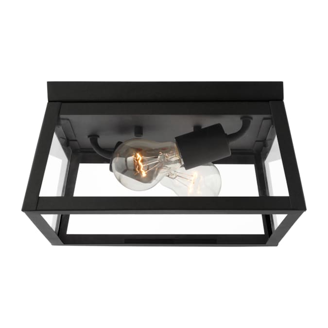 Generation Lighting Founders 1-Light 11.5-in Black Indoor/Outdoor Flush Mount Light