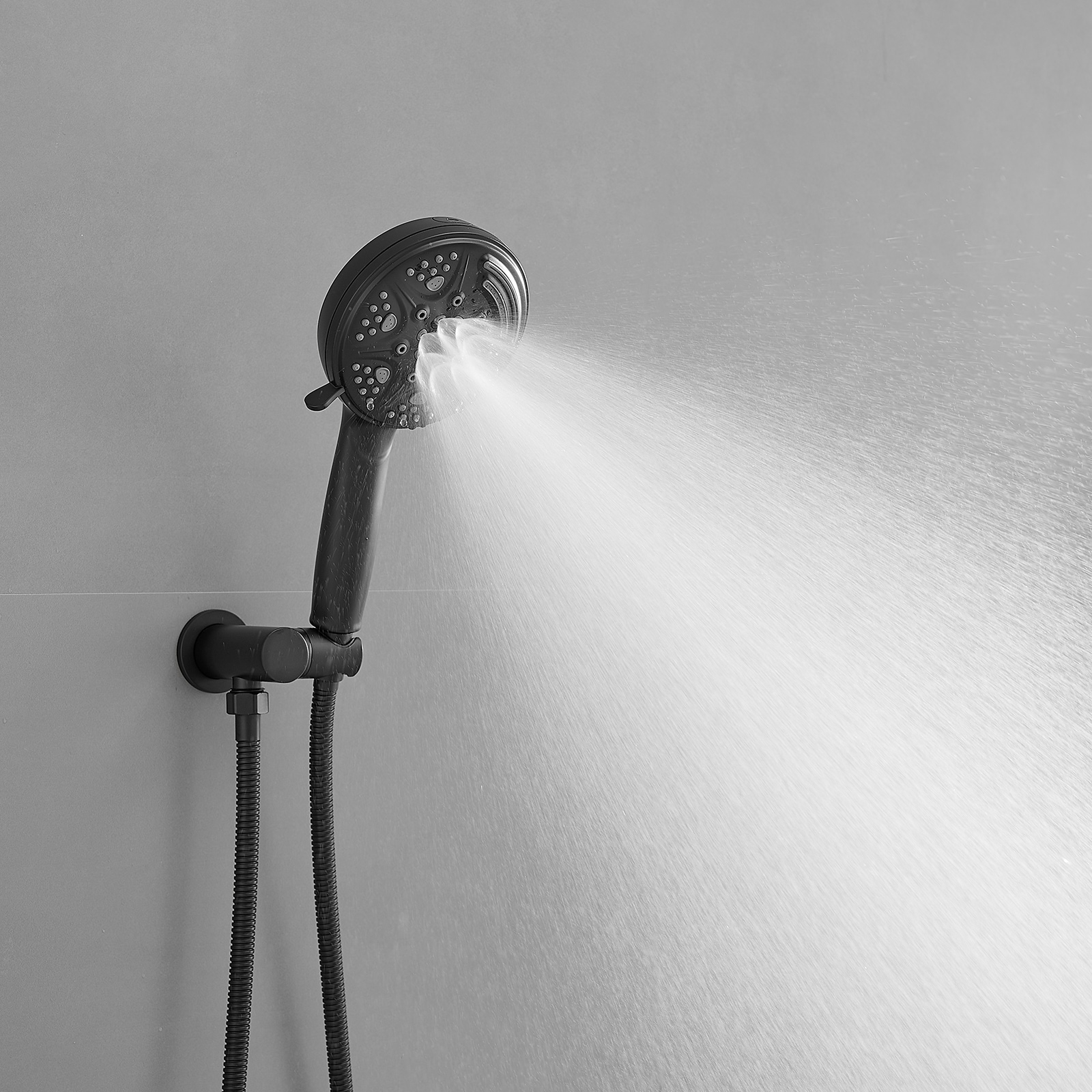 Matte Black 1-handle Multi-function 13.58-in Round Shower Faucet with Valve - Image 6