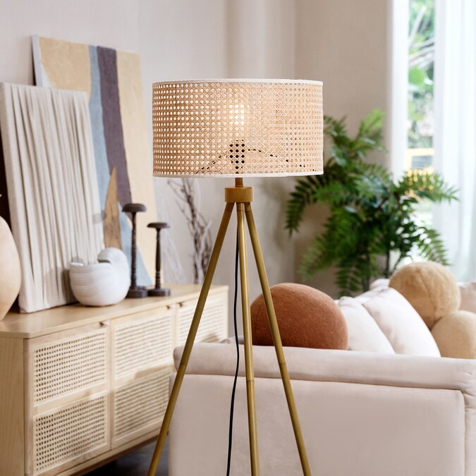 Globe Electric 60-in Faux Wood Shaded Floor Lamp - Image 9