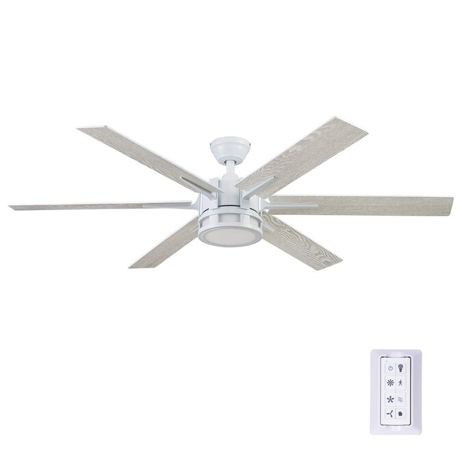 Honeywell Kaliza 56-in Bright White with White, Gray Wash Blades Indoor Ceiling Fan with Light and Remote (6-Blade)