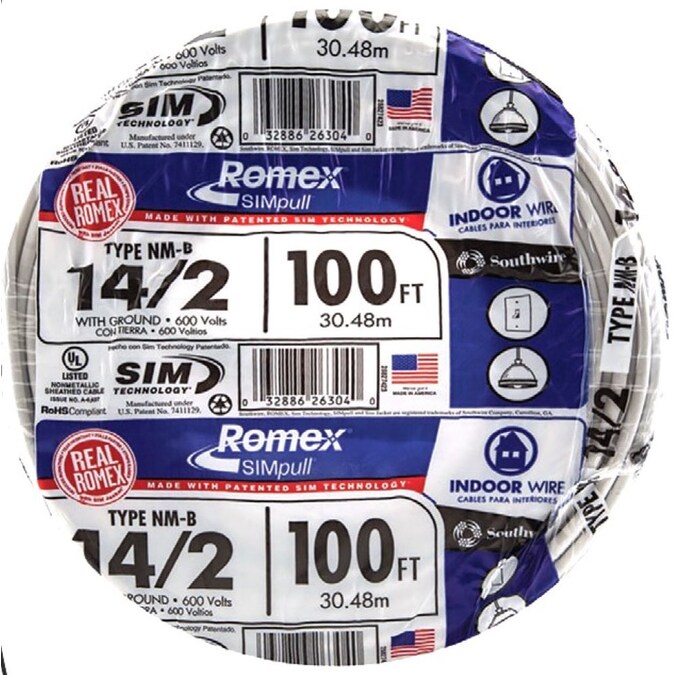 Southwire 100-ft 14/2 Romex SIMpull Solid Indoor CU NM-B W/G Individual Pack (By-the-roll)