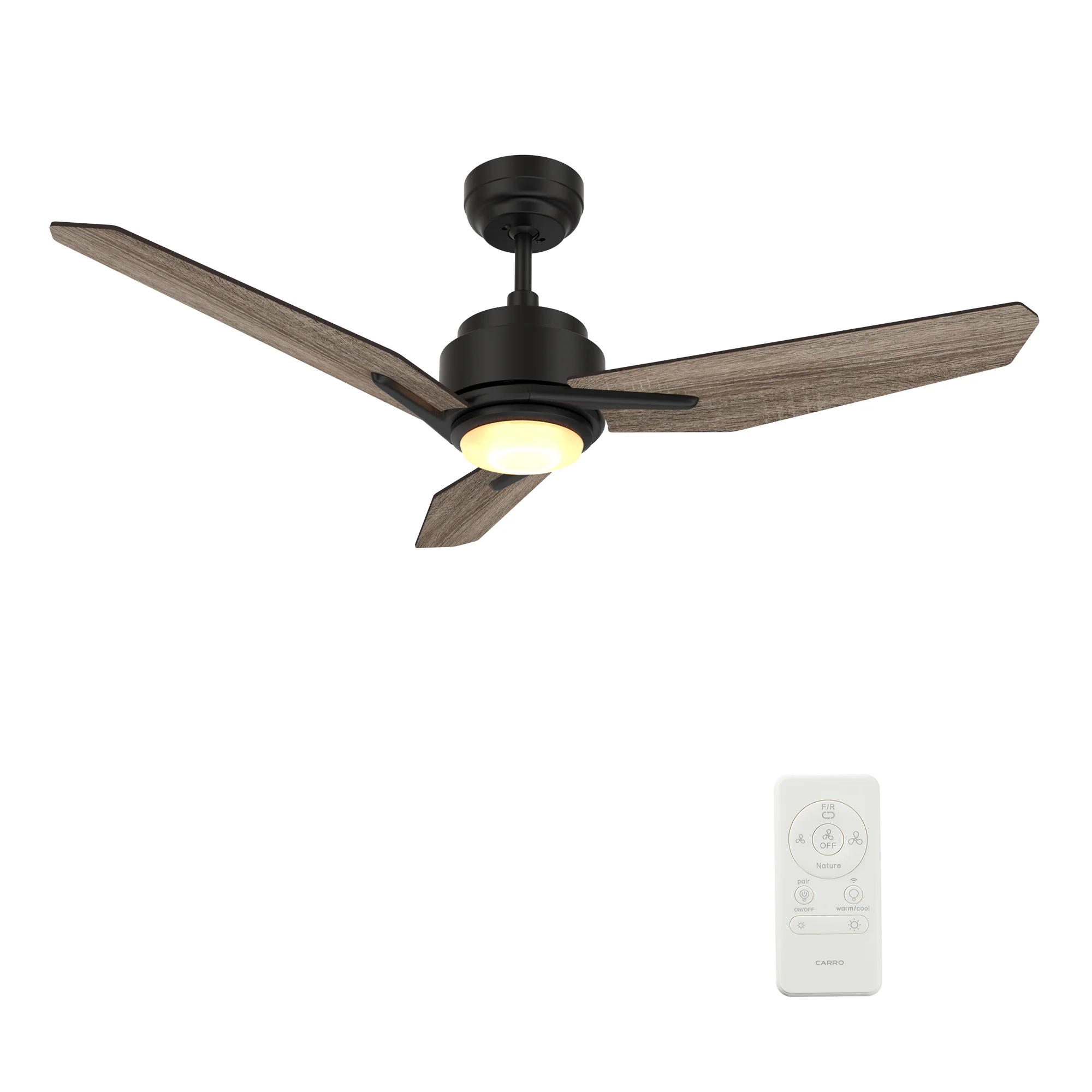 Tilbury 52-in Integrated LED Outdoor Smart Black with Wooden Blades Ceiling Fan With Light - Remote Included ( 3 -Blade )