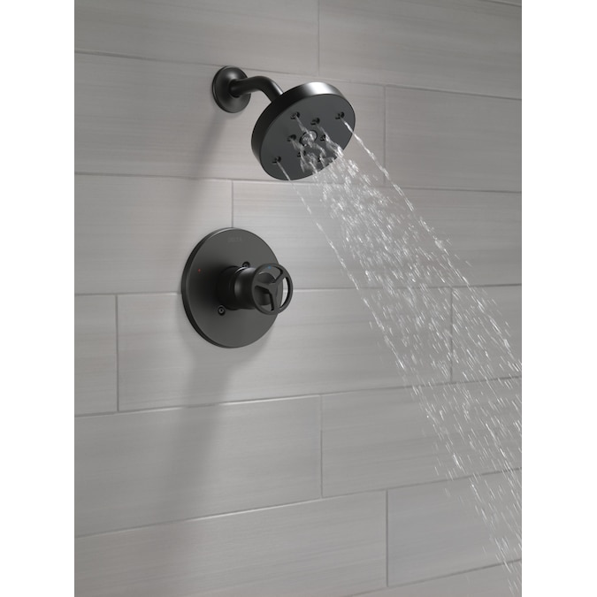 Delta Trinsic Matte Black 1-handle Single Function Round Shower Faucet - Image 2