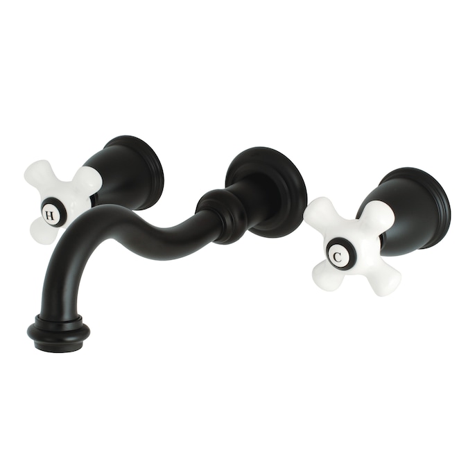 Kingston Brass Restoration Matte Black 2-handle Wall-mount Low-arc Bathtub Faucet (Valve Included)