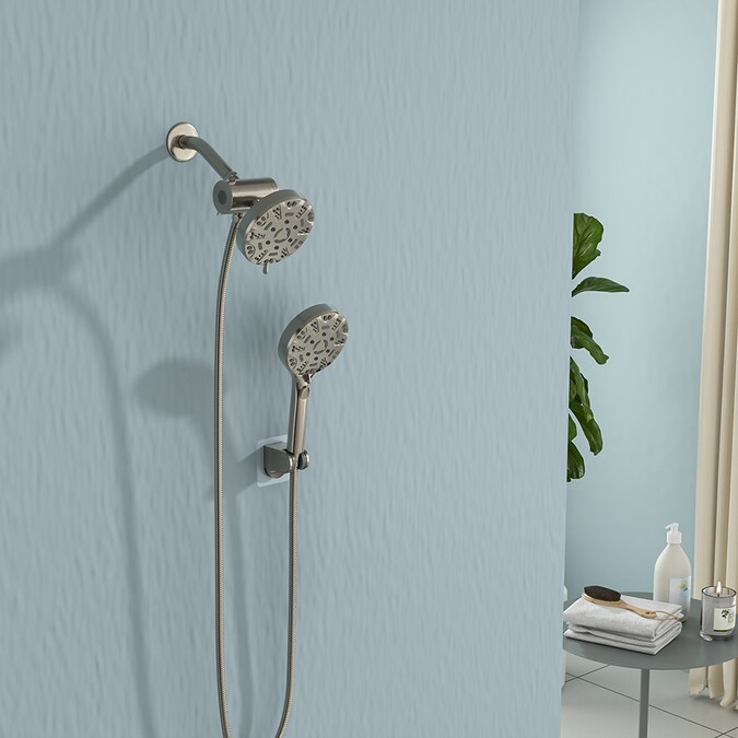 KICHAE 8-Mode Brushed Nickel 4.7-in Round Dual/Combo Shower Head 1.8-GPM (6.8-LPM) - Image 8