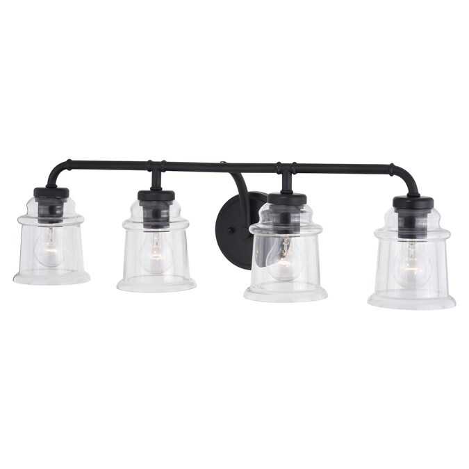 Cascadia Toledo 30.5-in 4-Light Matte Black Industrial Vanity Light