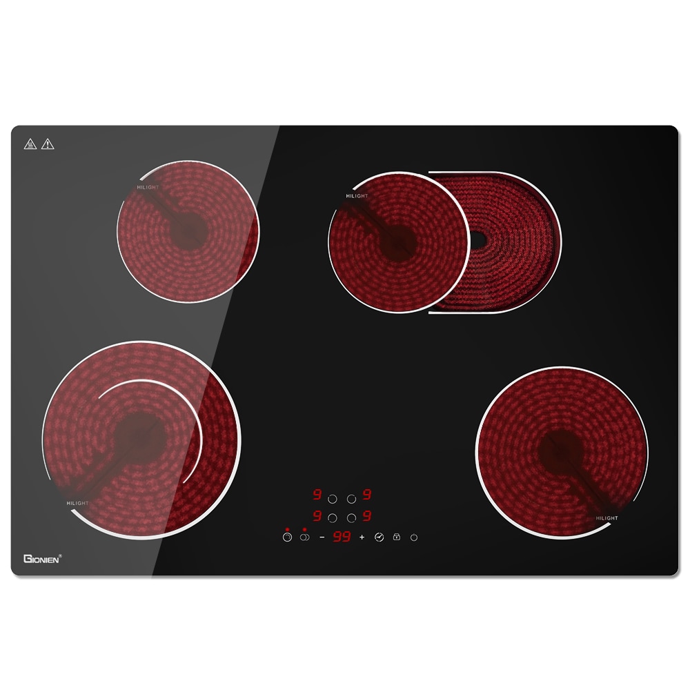 30-in 4 burners Smooth Surface (Radiant) Black Electric Cooktop with Bridge Element