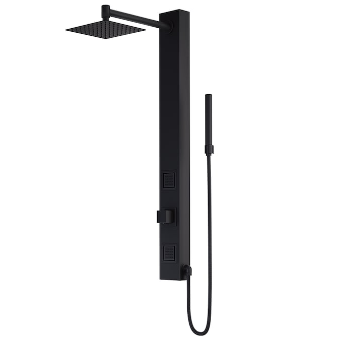 VIGO Orchid Matte Black 8-in Waterfall Shower Panel System with 3-way Diverter
