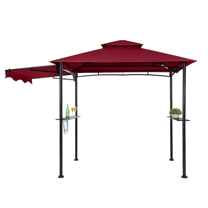 StarEcho 11-ft x 5-ft Grill Gazebo side awning Rectangle Red Metal Polyester Roof Grill Gazebo