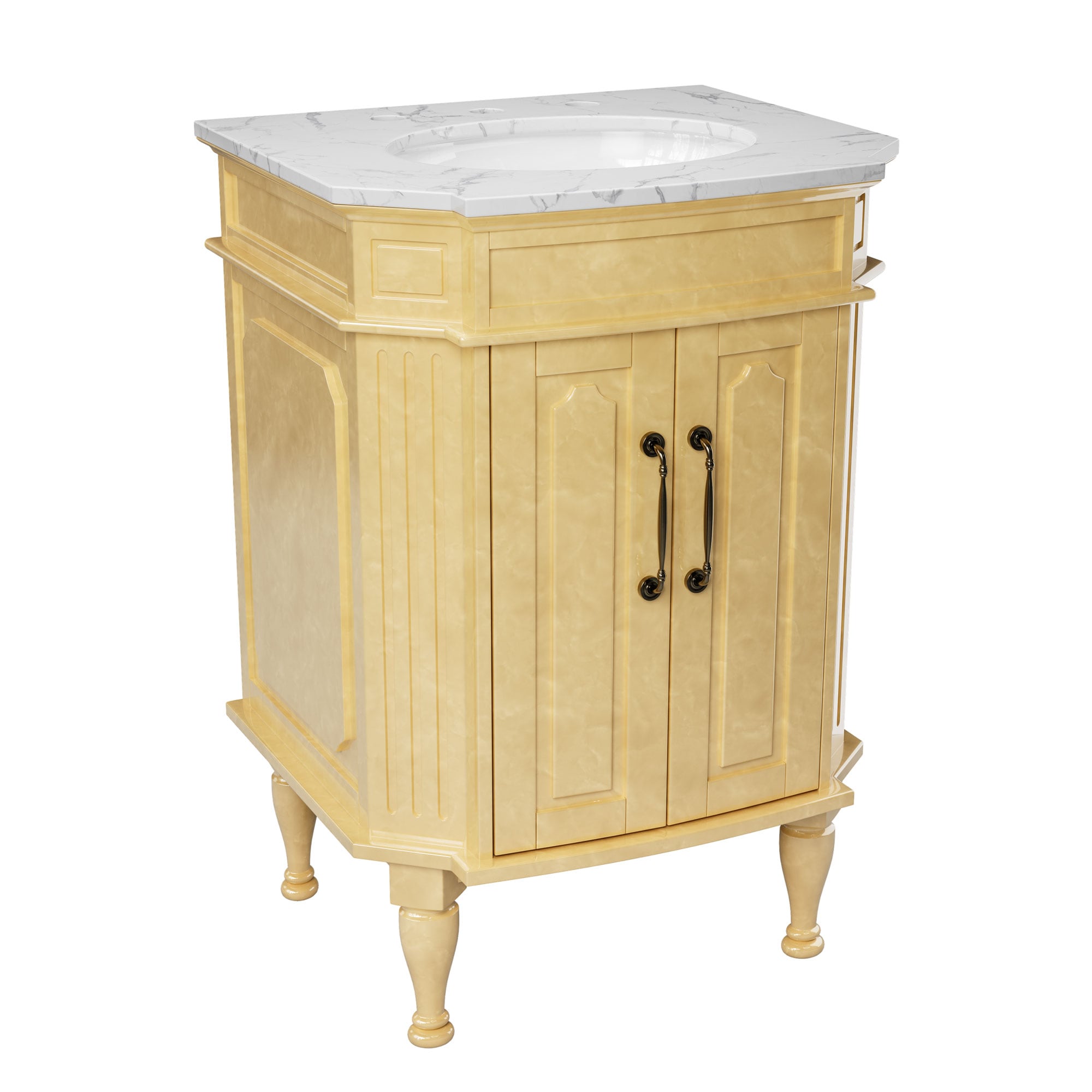 bathroom vanities with top 24-in Yellow Single Sink Bathroom Vanity with Yellow Marble Top