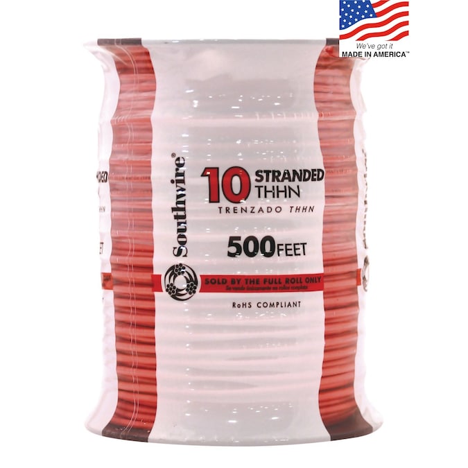 Southwire 500-ft 10-AWG Orange Stranded Copper Thhn Wire (By-the-roll)