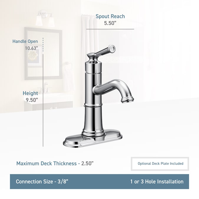 Moen Belfield Brushed Nickel Single Hole 1-Handle WaterSense Bathroom Sink Faucet with Drain and Deck Plate - Image 11
