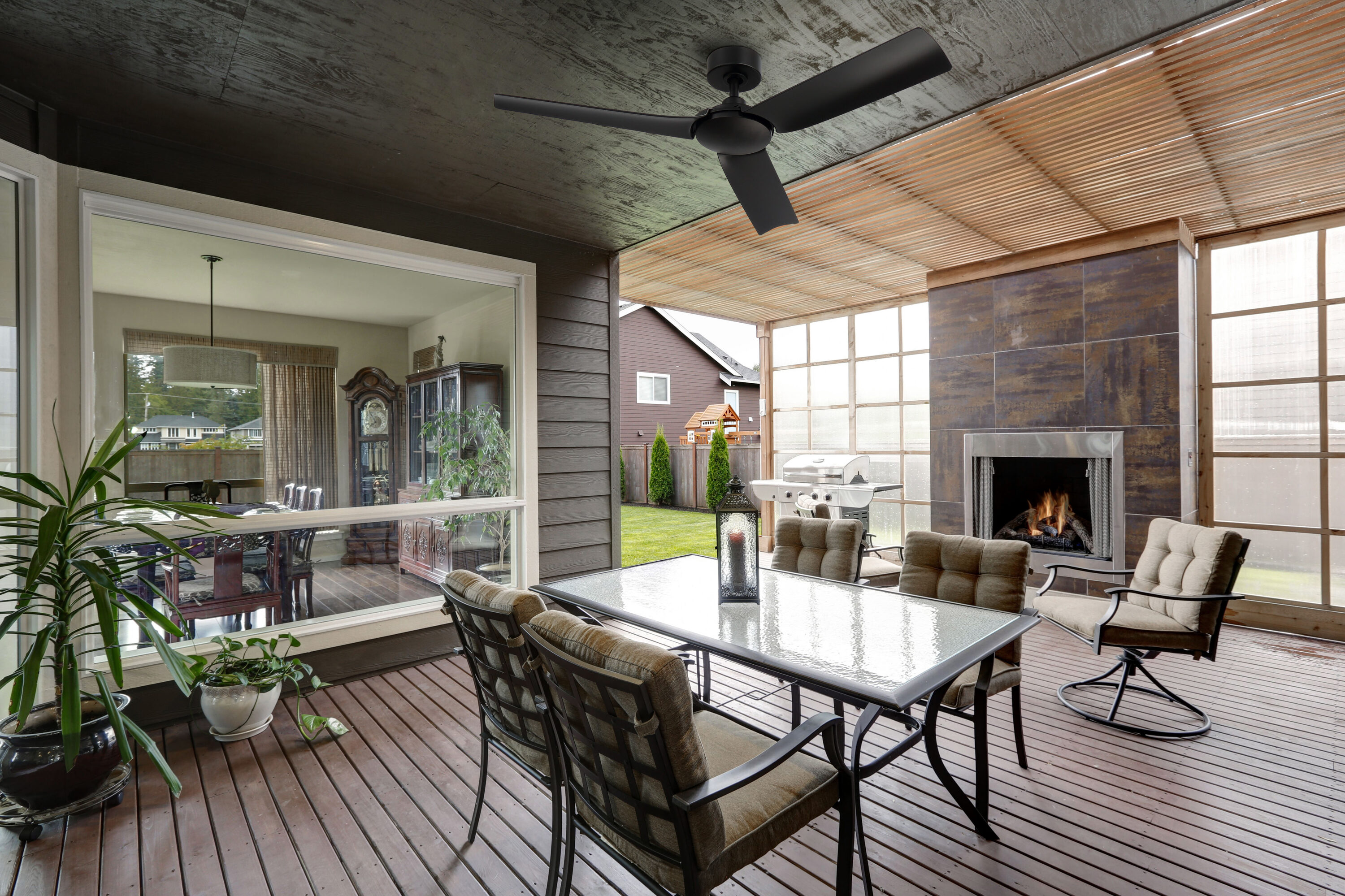 Lochwood 52-in Outdoor Brushed Nickel with Matte Silver Blades Ceiling Fan Without Light - Remote Included ( 3 -Blade ) - Image 9